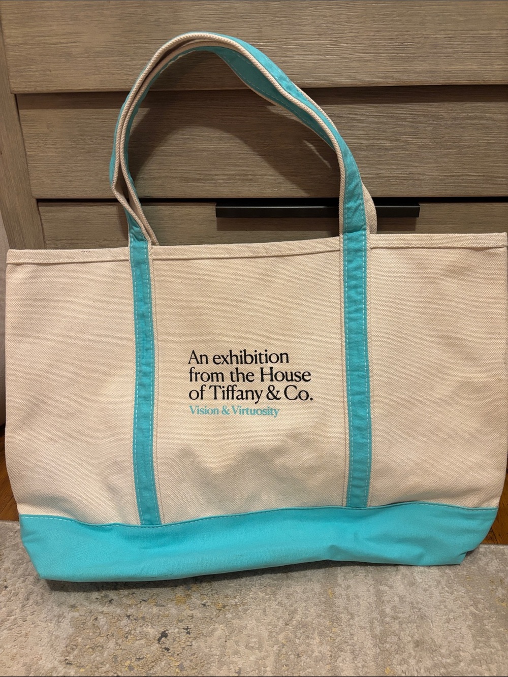 Tiffany & Co. Canvas Tote in Ivory and Tiffany Blue